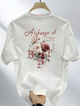 Men's Heavyweight 100% Cotton T-Shirt – Black Hip-Hop Rose & Script Print