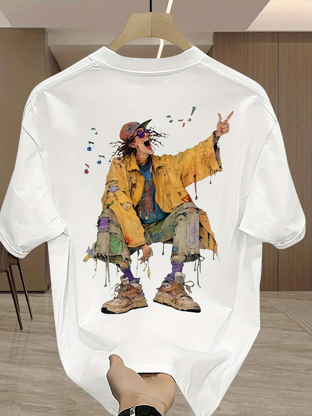Men's Splatter Print T-Shirt – 100% Cotton, Artistic Streetwear Summer Tee
