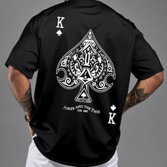 Men's Graphic Tee – 'K' & Ace of Spades Design, Lightweight All-Season Comfort