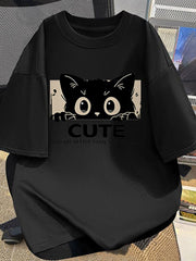 Men's Cute Cat Graphic T-Shirt – 'You Are Better Than Those Who Work' Print