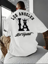 Men's Korean Style T-Shirt – LA Crown Graphic, Loose Fit, Summer Casual Tee