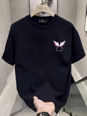 Heavyweight 100% Cotton Men's Oversized Butterfly Graphic Tee – Asymmetrical Hem