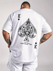 Men's Graphic Tee – 'K' & Ace of Spades Design, Lightweight All-Season Comfort
