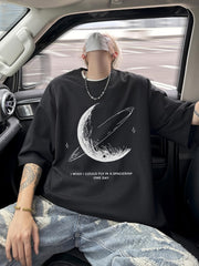 Men's Moon & Stars Tee – 100% Cotton, Summer Loose Fit
