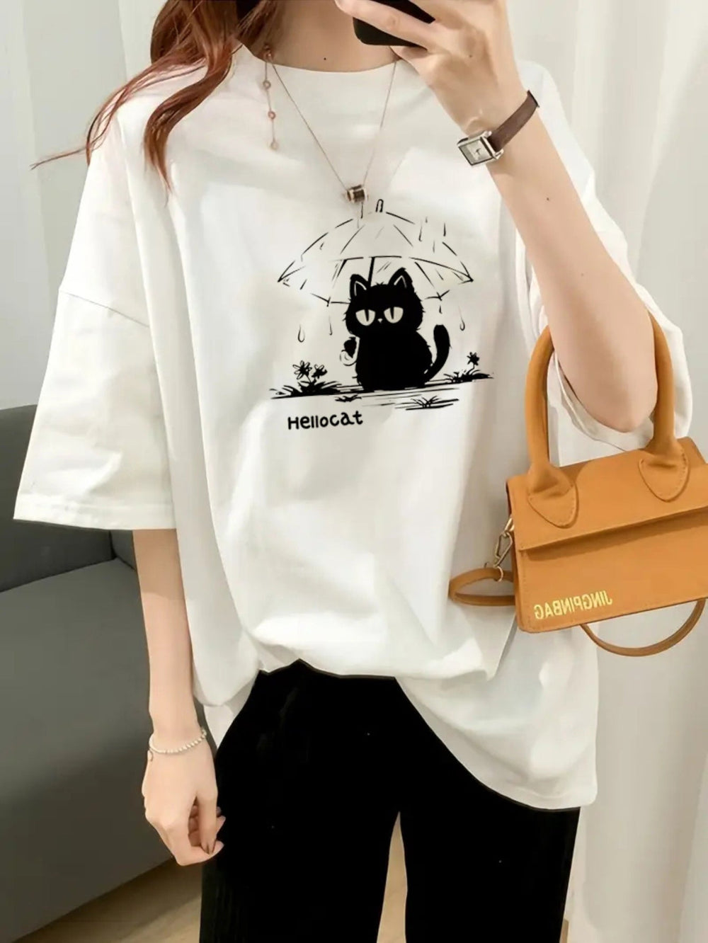 Women's Oversized Cotton T-Shirt – Loose Fit Casual Tee