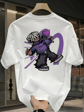 Men's Heavyweight Cotton Graphic T-Shirt – Vibrant Purple & White Lettering