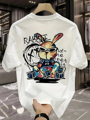Men's Cotton Graphic T-Shirt – Black Rabbit Design