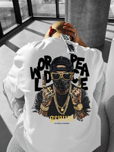 Men's Streetwear T-Shirt – World Peace Sign Graphic, Loose Fit