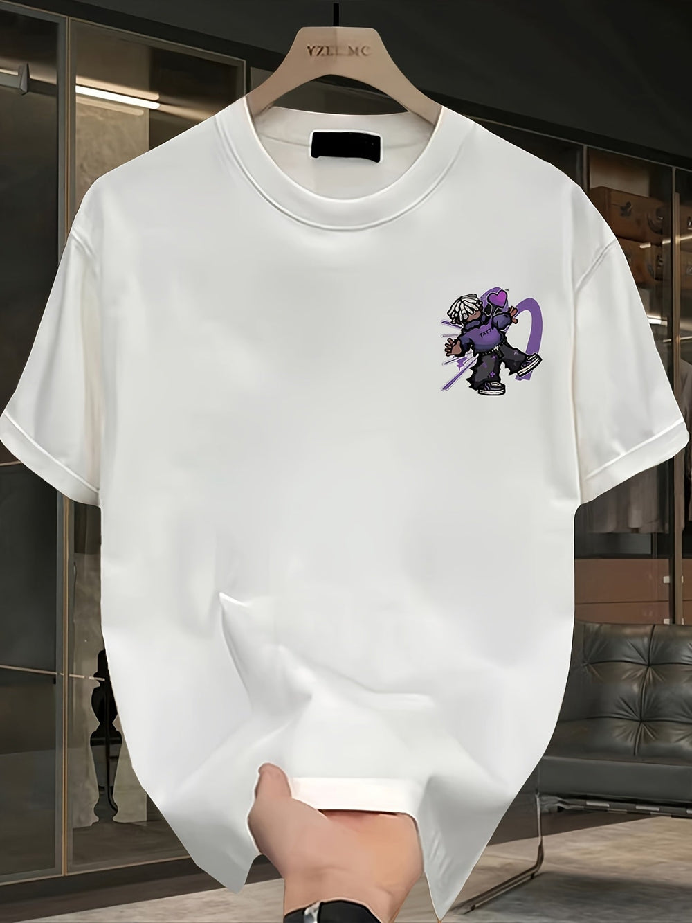 Men’s Heavyweight Cotton T-Shirt – Purple & White Lettering Graphic