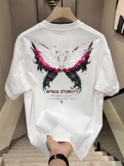 Heavyweight 100% Cotton Men's Oversized Butterfly Graphic Tee – Asymmetrical Hem