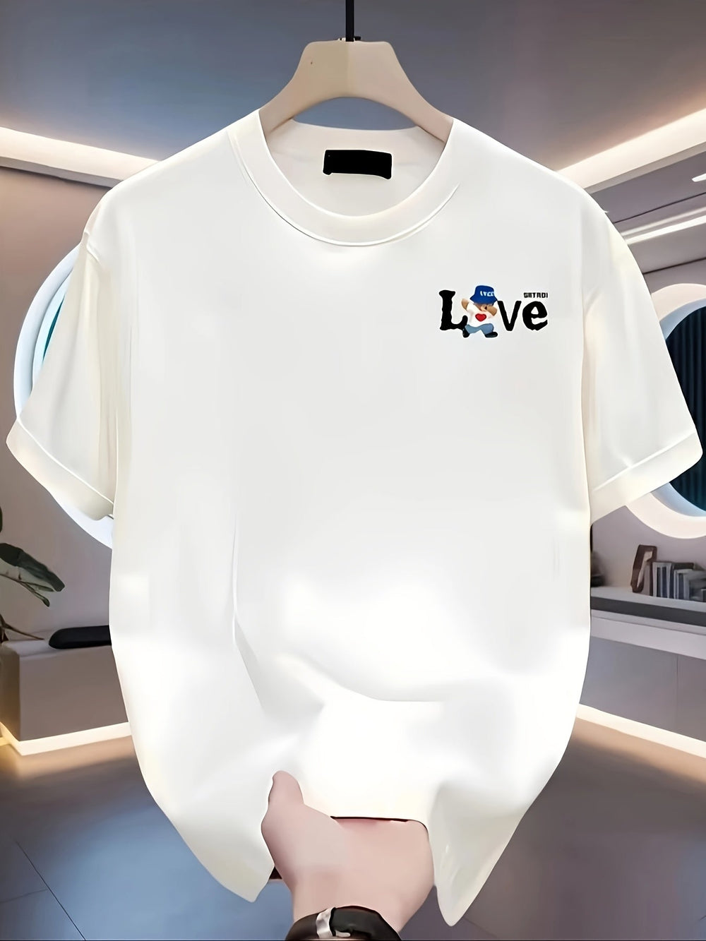 Men’s Heavyweight Cotton T-Shirt – Black Retro “LOVE” Graphic
