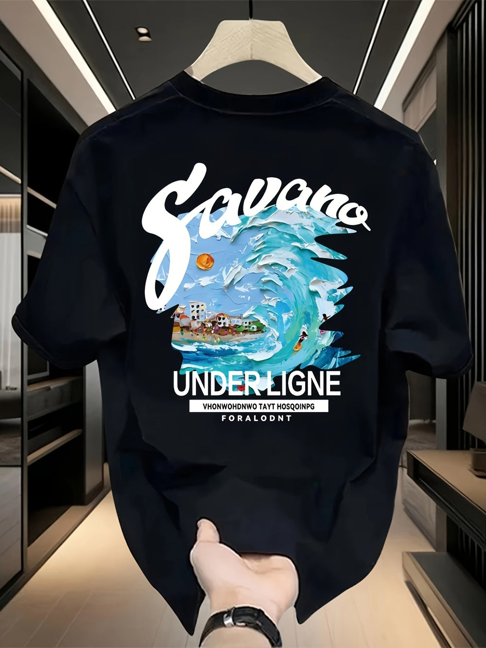Men’s Heavyweight 100% Cotton Graphic Tee – Tropical Savanna Print