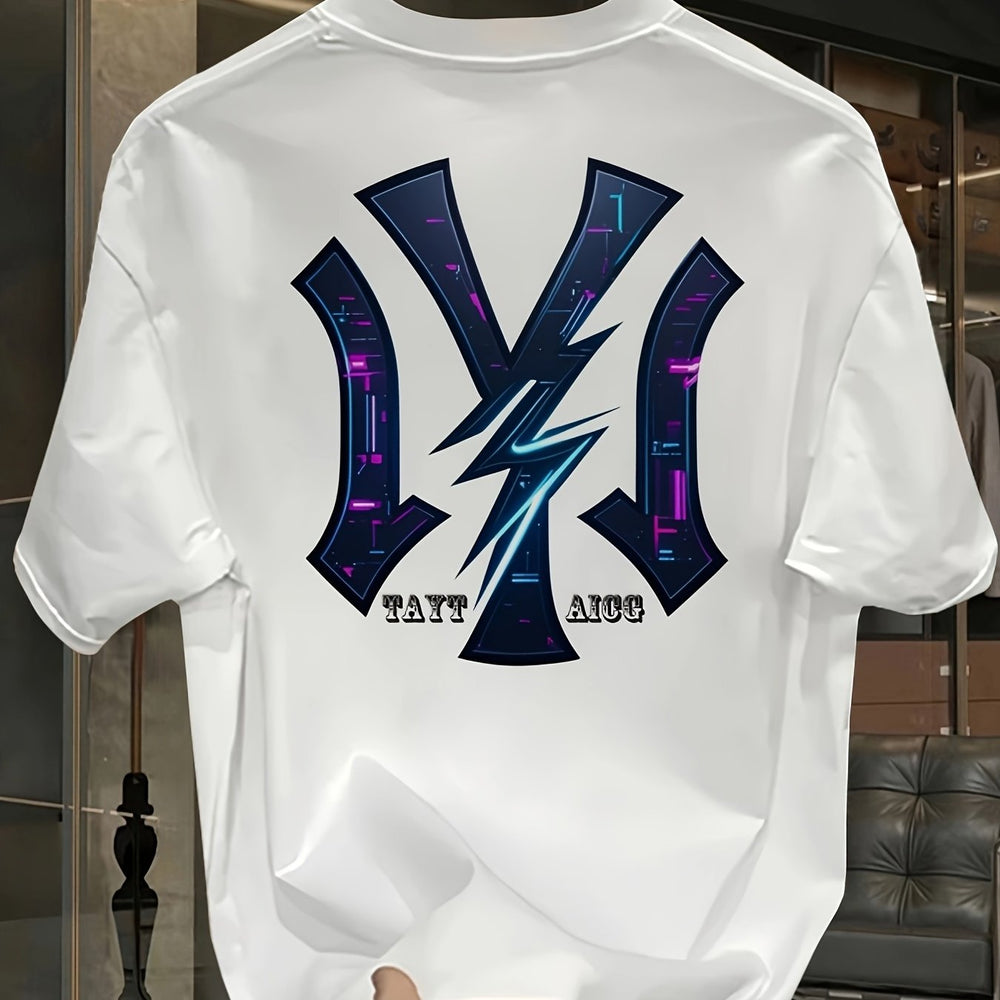 Men'S Heavyweight Cotton Graphic Print T-Shirt - Casual Crew Neck