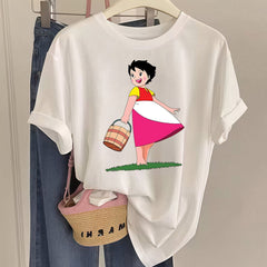 Women's 100% Cotton Summer T-Shirt – Playful Pastoral Print