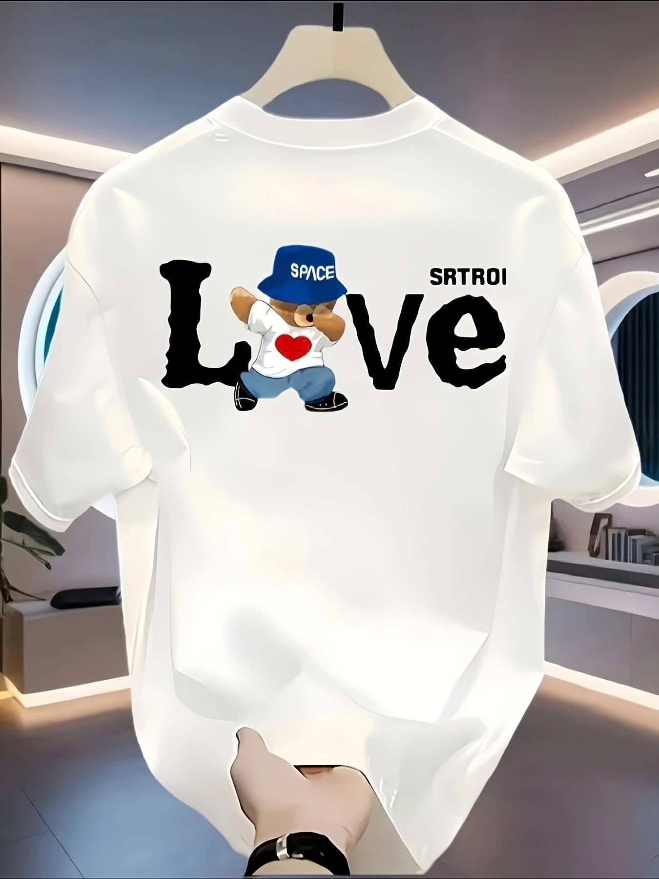 Men’s Heavyweight Cotton T-Shirt – Black Retro “LOVE” Graphic