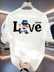 Men’s Heavyweight Cotton T-Shirt – Black Retro “LOVE” Graphic