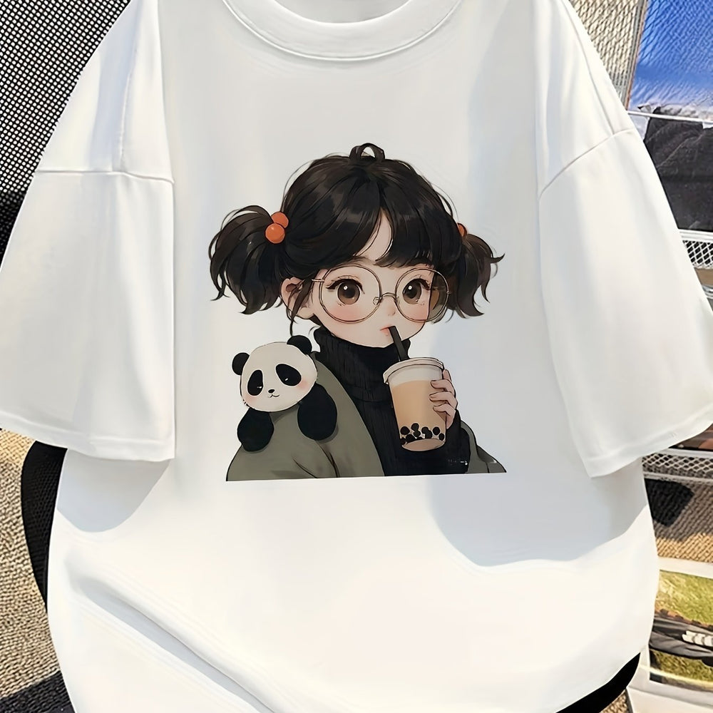 Women's Cute 'I'm a Panda' Cartoon T-Shirt – Loose Fit Casual Tee