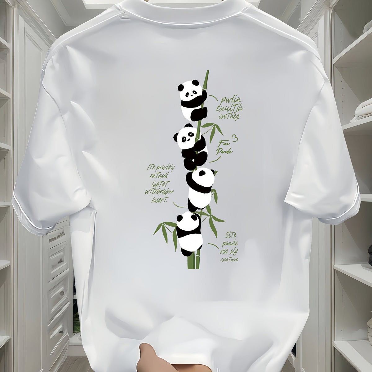 Men's Heavyweight Cotton Panda Graphic T-Shirt – Loose Fit Casual Tee