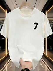 Men's Oversized Heavyweight Cotton T-Shirt – Black with White Number 7 Graphic