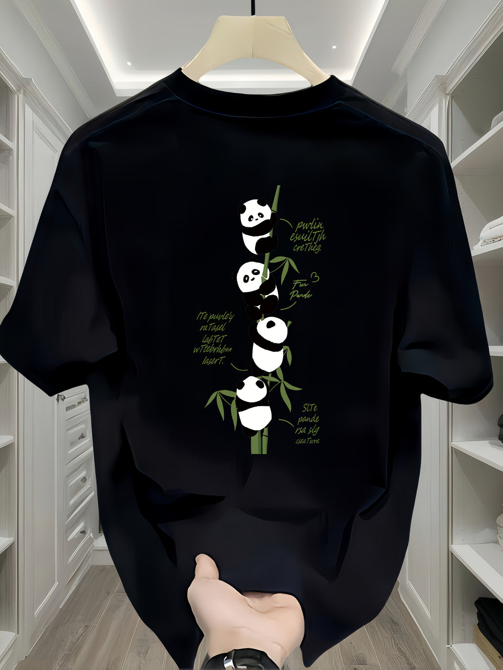Men's Heavyweight Cotton Panda Graphic T-Shirt – Loose Fit Casual Short Sleeve