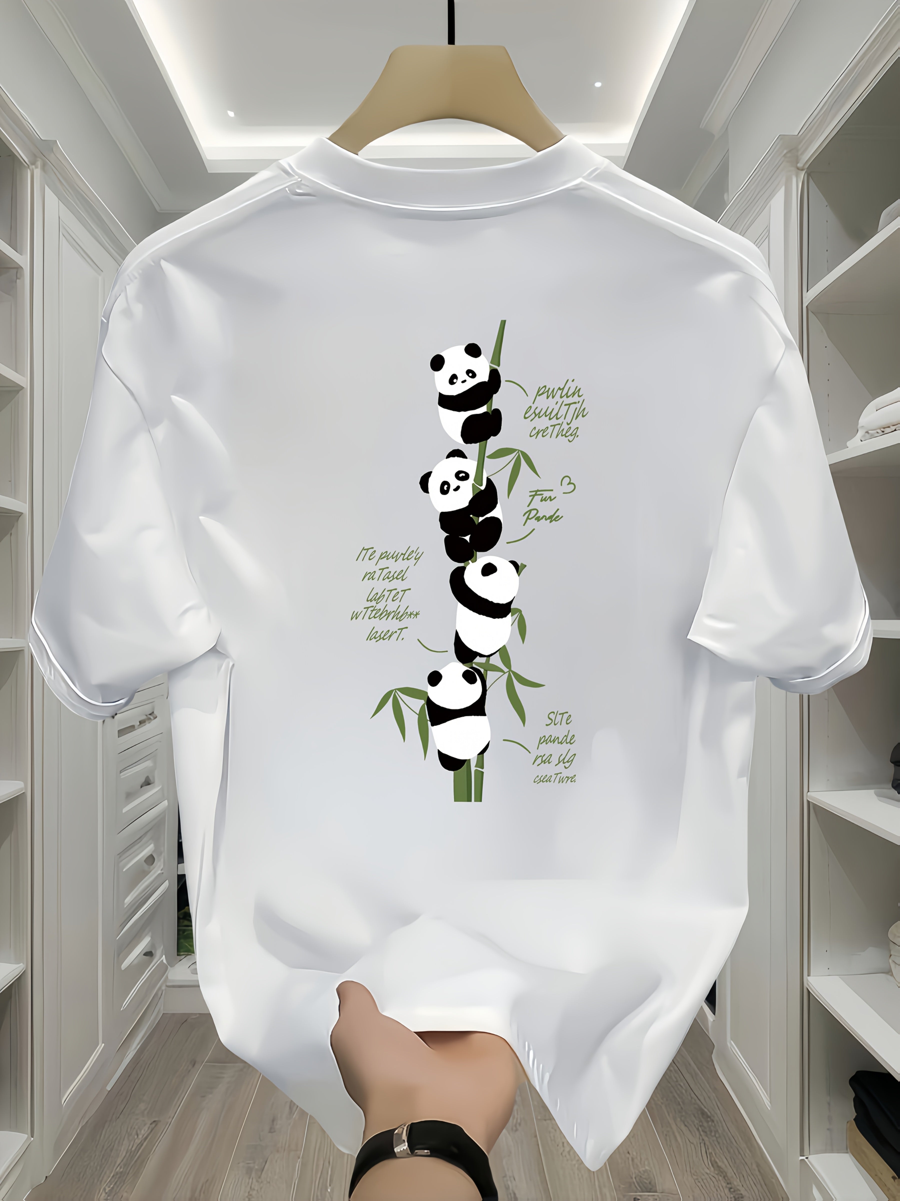 Men's Heavyweight Cotton Panda Graphic T-Shirt – Loose Fit Casual Tee