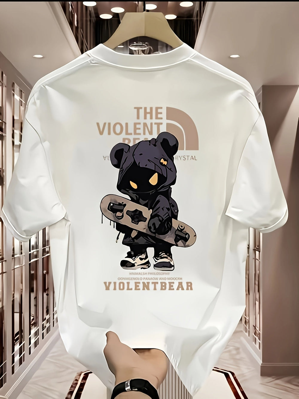 Heavyweight Cotton T-Shirt – Violent Bear Print, Street Style