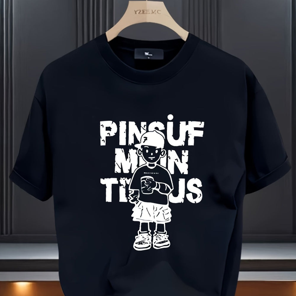 Men’s Cotton Graphic T-Shirt – Bold Letter & Character Print, Summer Fit